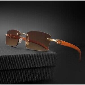 New Square Retro Sunglasses Man Wooden Metal Frame Women Sun Glasses Business Ou